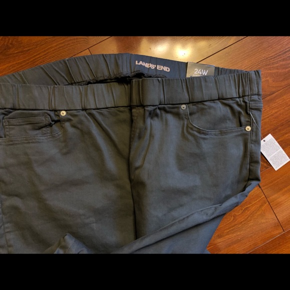 NWT Womens Lands End Semi High Rise Skinny Legging Jeans Plus Size 24W Olive - Picture 2 of 4